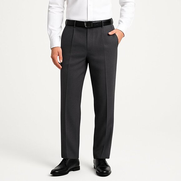 Louis Martin Wool Blend Expandable Waist Pleated Dress Pants Quiet Luxury Office - Picture 2 of 11